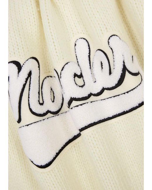 Moncler Natural Logo-appliquéd Wool-blend Cardigan