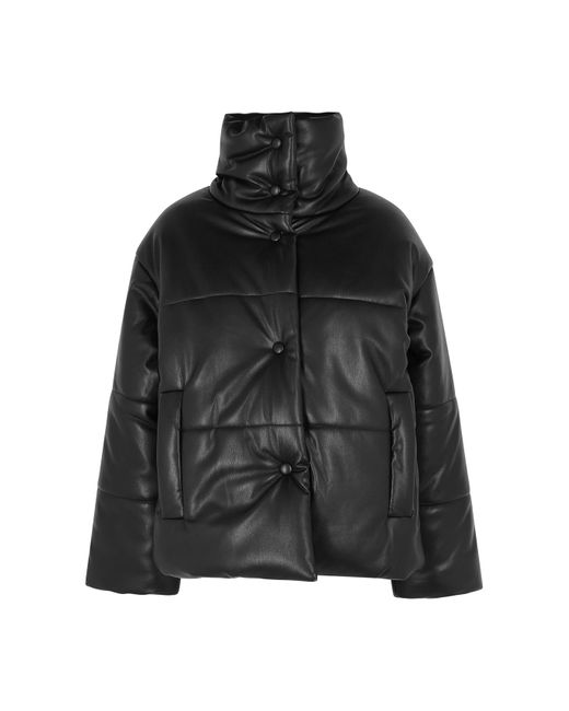 Nanushka Black Hide Padded Faux Leather Jacket