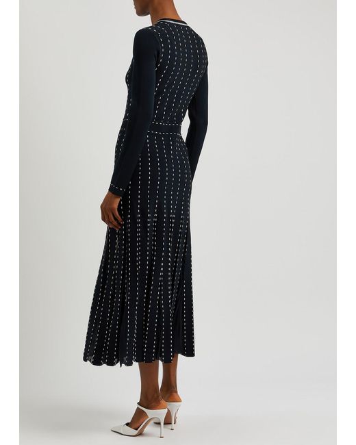 Jonathan Simkhai Black Lunette Striped Stretch-knit Midi Dress