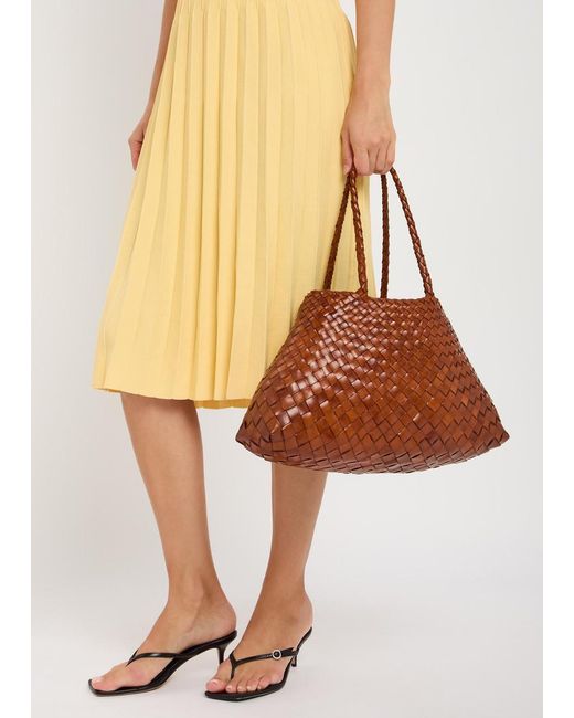 Dragon Diffusion Brown Santa Croce Big Woven Leather Tote Bag