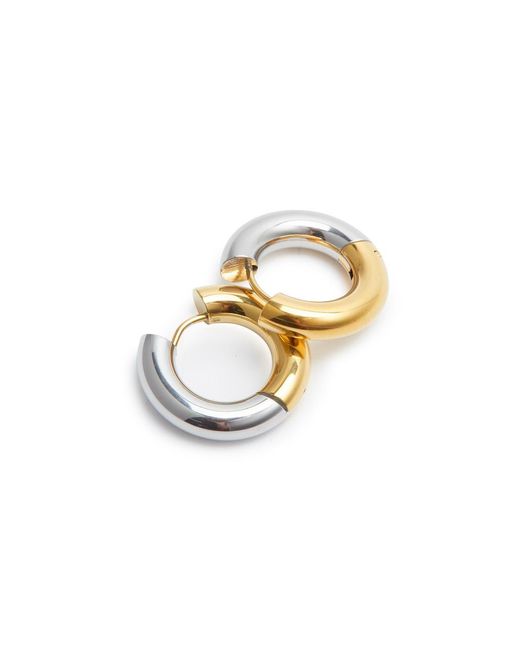 Fallon White Two-tone 18kt And Rhodium-plated Hoop Earrings