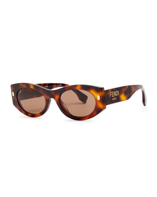 Fendi Brown Roma Oval-frame Sunglasses