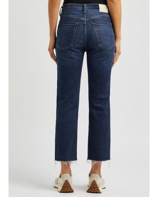 Citizens of Humanity Blue Daphne Cropped Straight-leg Jeans