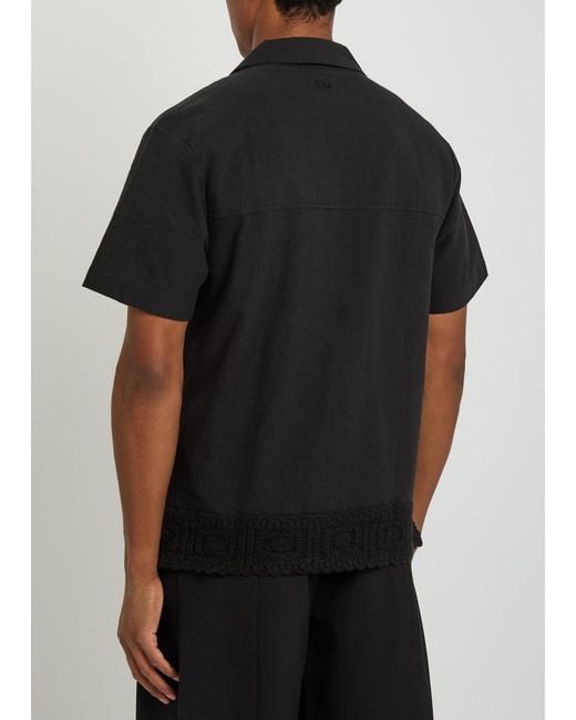 CHE Black Inigo Crot-Trim Cotton And Linen-Blend Shirt for men