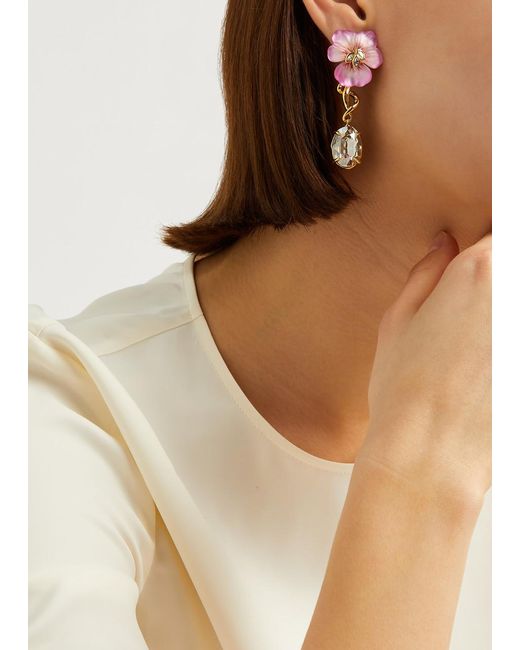 Alexis Pink Pansy 14kt Gold-plated Drop Earrings