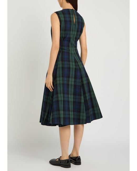 J.W. Anderson Blue Cloque Checked Seersucker Midi Dress