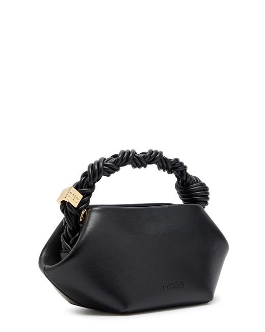 Ganni Black Bou Mini Leather Top Handle Bag