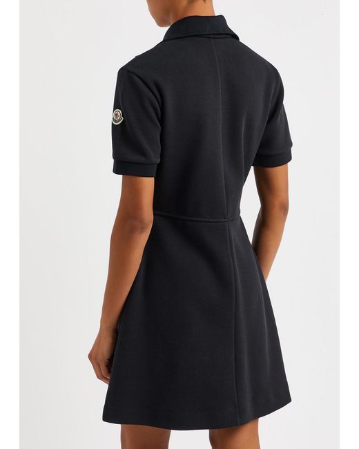 Moncler Black Piqué Cotton-blend Mini Dress