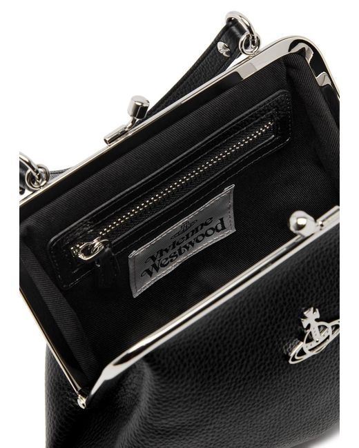 Vivienne Westwood Black Granny Frame Faux Leather Top Handle Bag