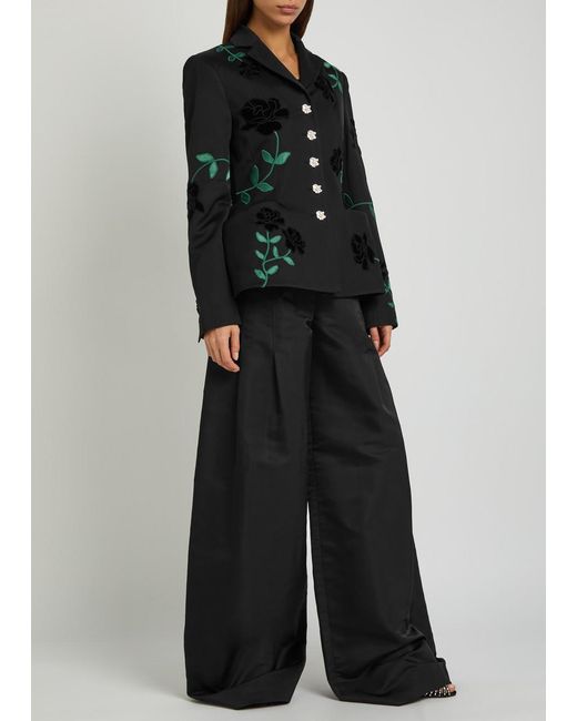 Patrick Mcdowell Blue Alexandra Wide-Leg Silk Trousers