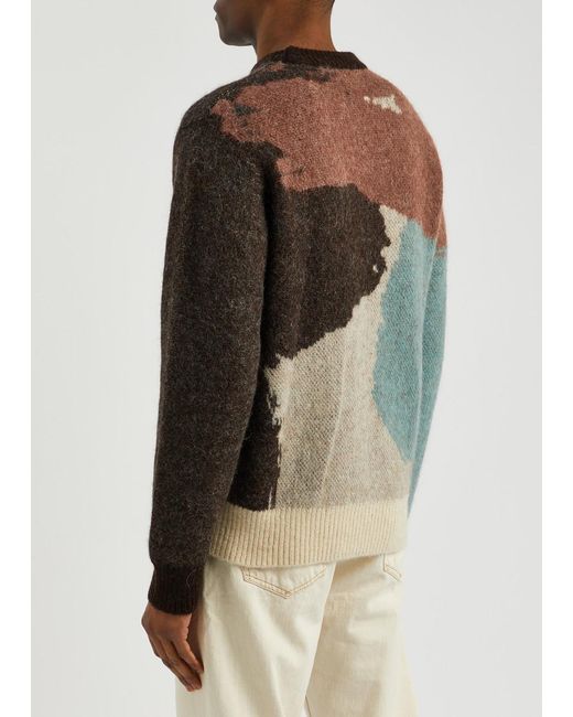 Norse Projects Brown Arild Intarsia Mohair-blend Jumper for men