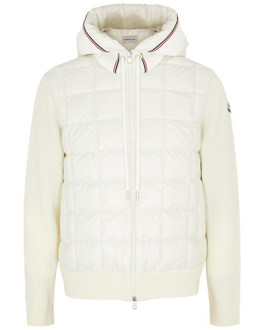 Moncler White Hooded Quilted Shell And Wool Jacket for men