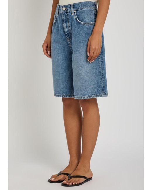 Anine Bing Blue Jasper Wide-Leg Shorts