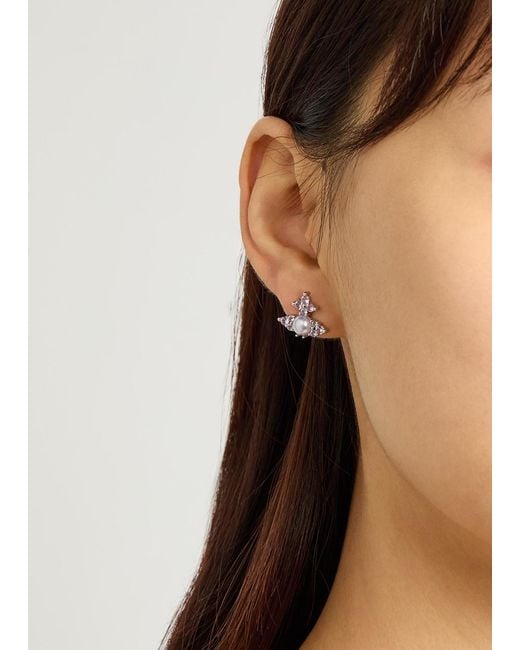 Vivienne Westwood White Feodora Embellished-Orb Stud Earrings
