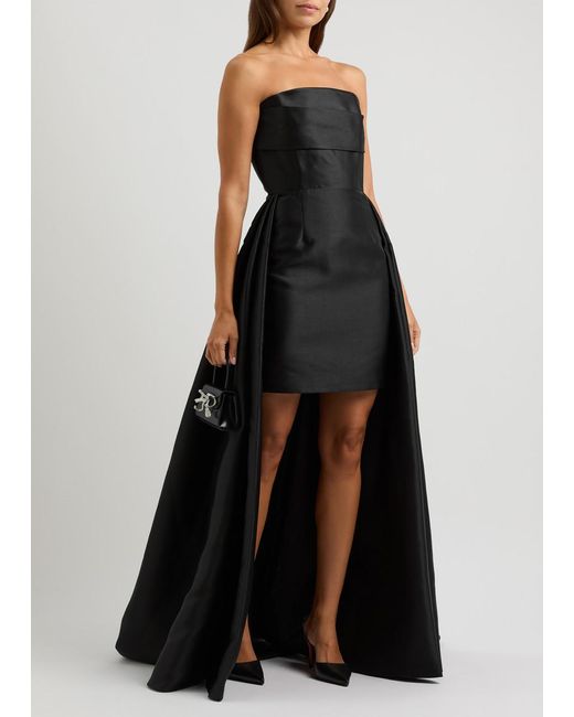 Solace London Black Trina Strapless Faille Gown