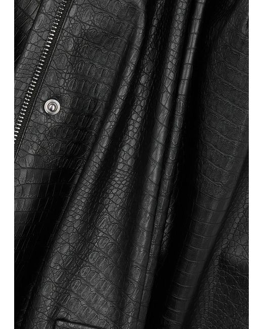 Max Mara Black Nepal Crocodile-effect Faux Leather Jacket