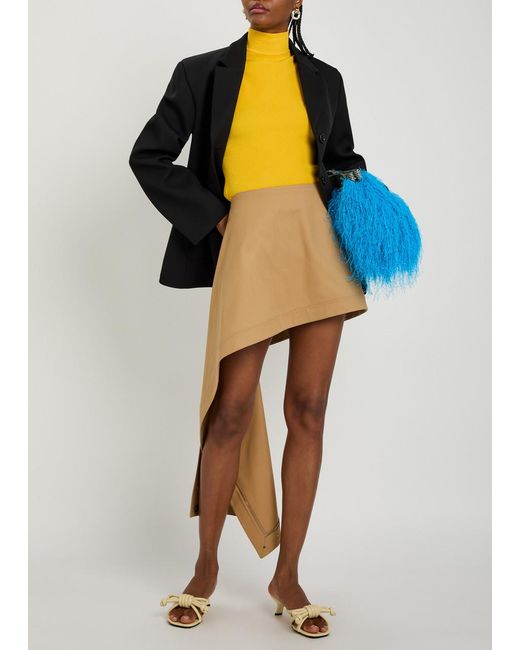 Loewe Natural Asymmetric Cotton And Silk-Blend Mini Skirt