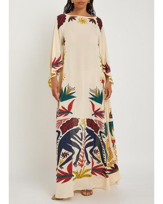 Etro White Printed Chiffon Maxi Cover-Up Dress