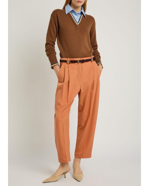Stella McCartney Brown Shirt-Effect Wool Jumper