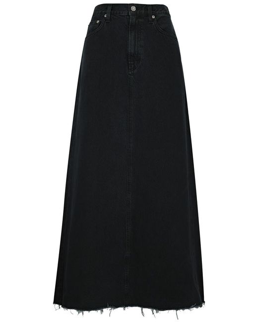 Agolde Black Hilla Denim Maxi Skirt