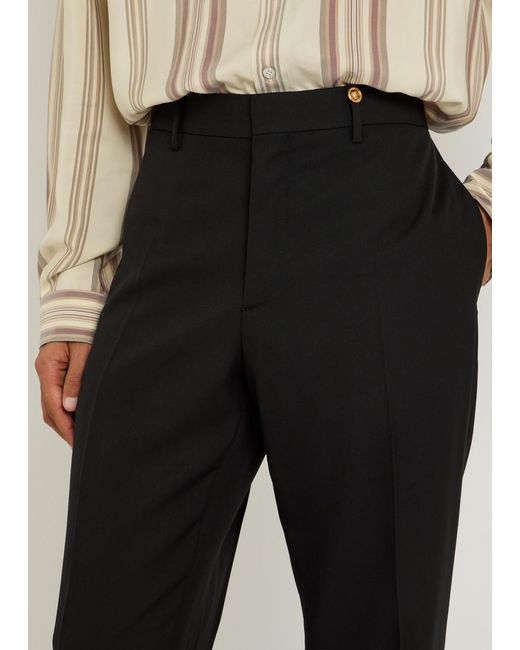 Versace Black Tailored Wool Trousers for men