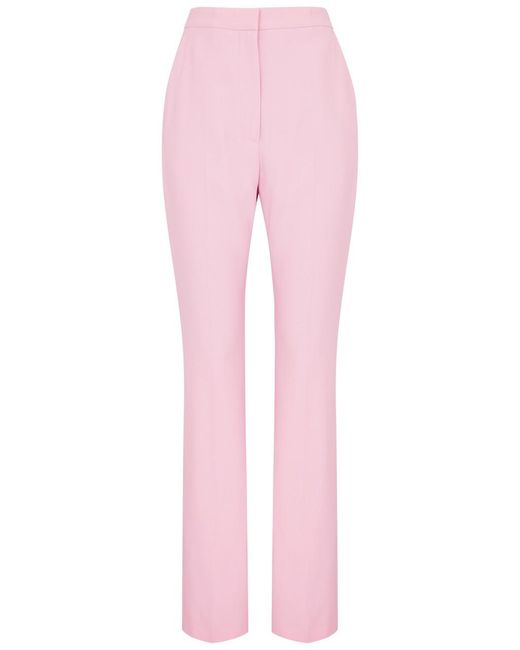 Alexander McQueen Pink Straight-Leg Crepe Trousers