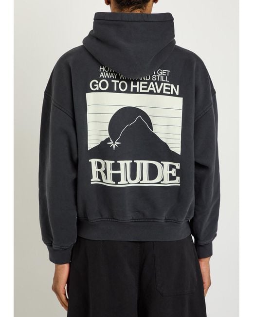 Rhude Black Moonlight Pack Printed Hooded Cotton Sweatshirt for men