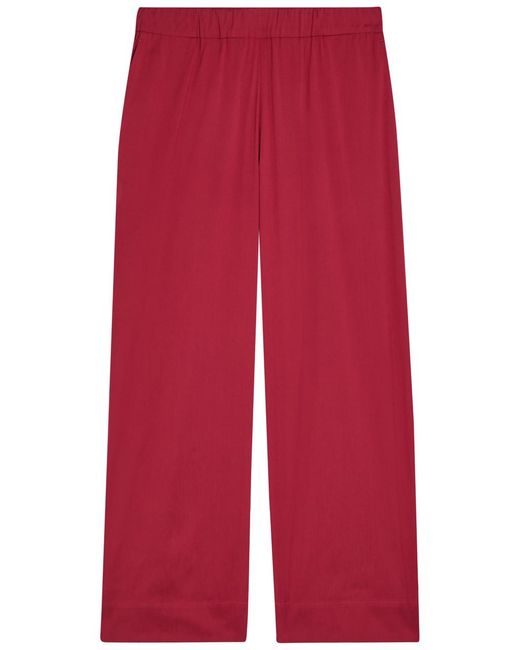 Max Mara Red Pece Wide-Leg Cotton Trousers