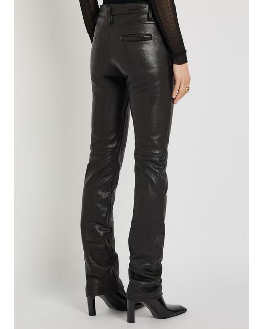 AARON ESH Black Slim-Leg Leather Trousers