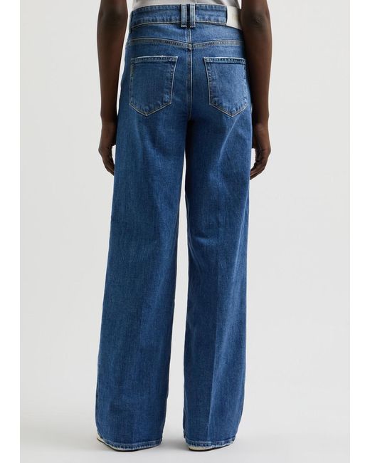 PAIGE Blue Sasha Distressed Wide-Leg Jeans