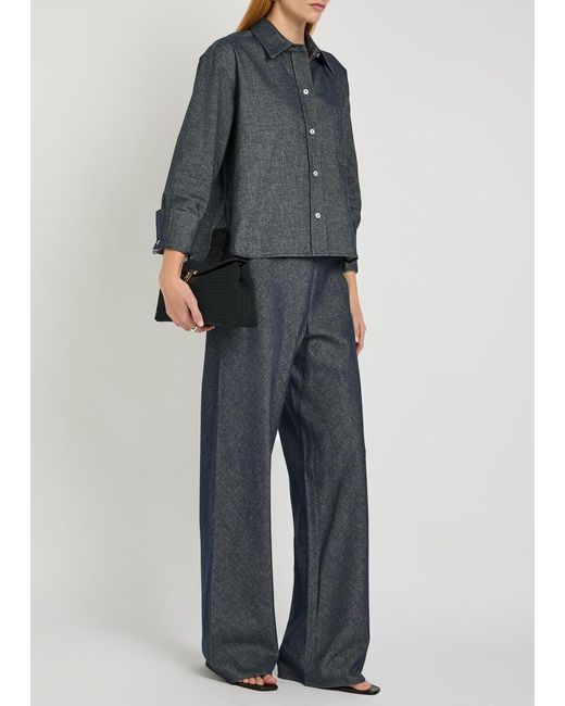 Vince Blue Colette Wide-Leg Chambray Trousers