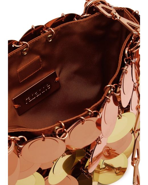 Rabanne Brown Sun Date Sparkle Embellished Satin Shoulder Bag