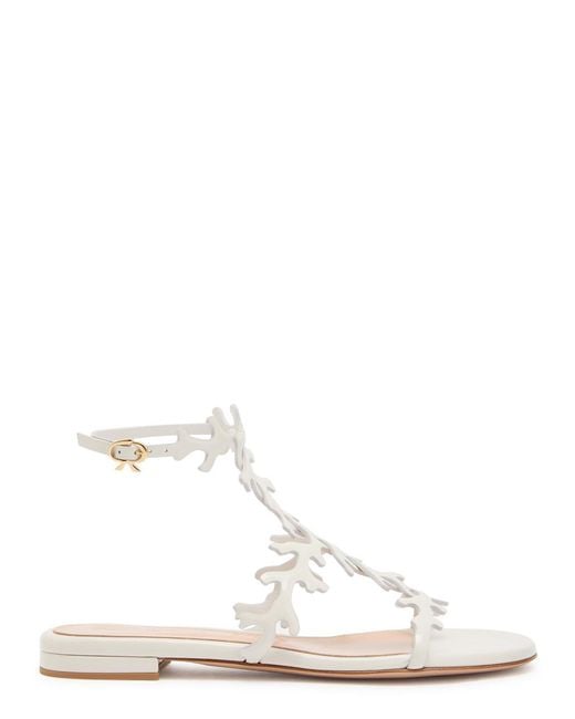 Gianvito Rossi White Ocean Coral-Design Glossed Nappa Sandals