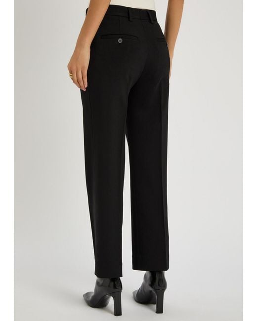 Totême Black Cropped Straight-Leg Trousers