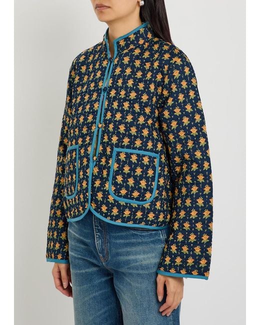 Polo Ralph Lauren Green Quilted Floral-Print Cotton Jacket