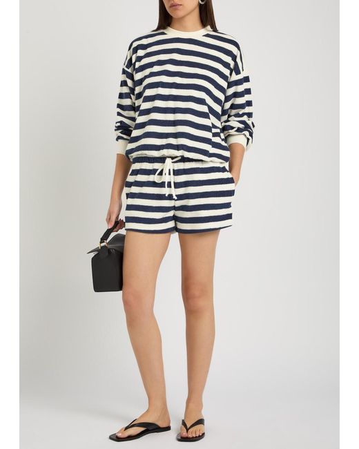Suzie Kondi Blue Shallis Striped Terry Shorts