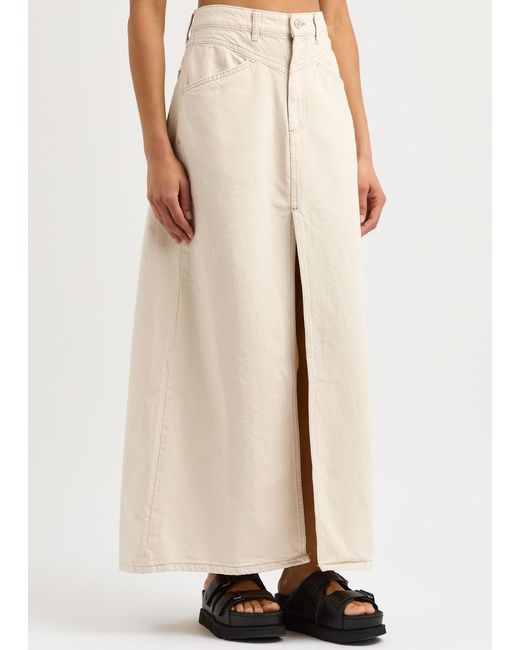 Free People Natural Come As You Are Denim Maxi Skirt