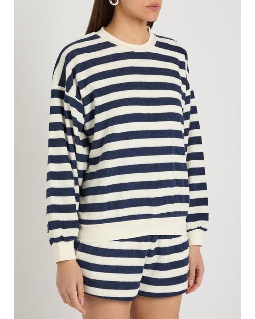 Suzie Kondi Blue Sifnos Striped Terry Sweatshirt