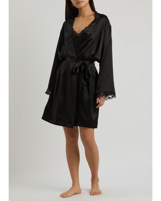Simone Perele Black Love Me Silk-Satin Robe
