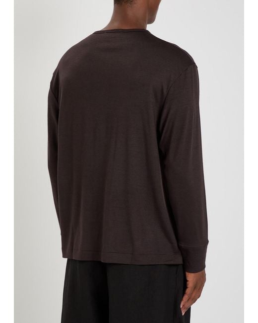 Studio Nicholson Black Wool-Jersey Henley T-Shirt for men