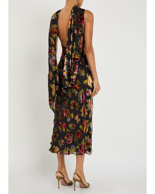 RIXO London Hayley Scarf-Effect Chiffon Midi Dress | Lyst
