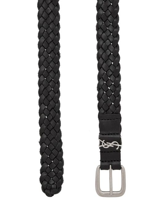 Saint Laurent Black Braided Leather Belt for men