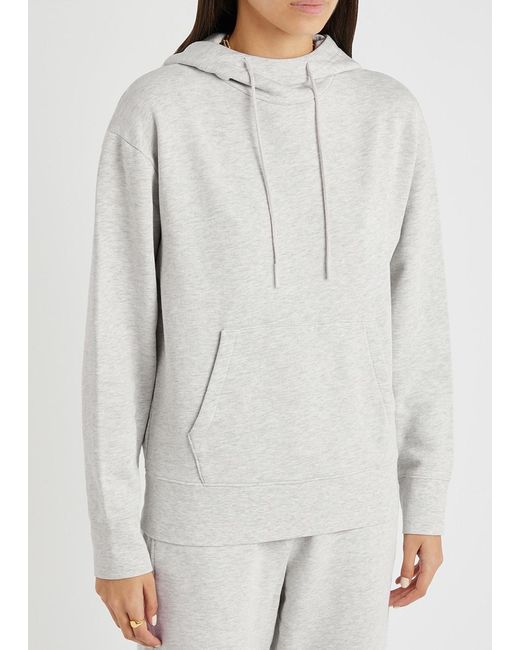 Vince White Mélange Hooded Stretch-Cotton Sweatshirt