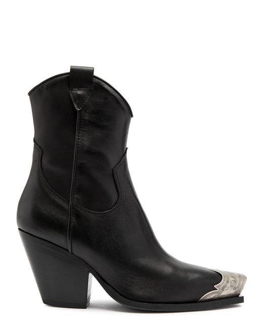Free People Black Brayden Leather Cowboy Boots