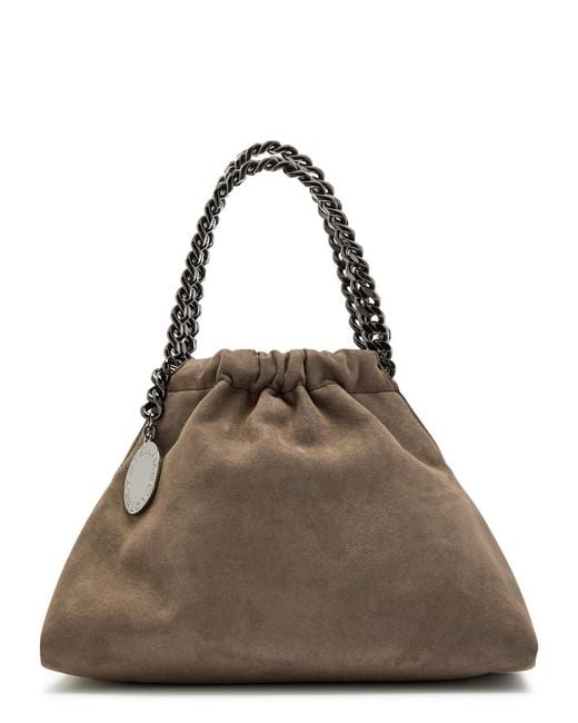 Stella McCartney Brown Falabella Mini Drawstring Faux Suede Bag