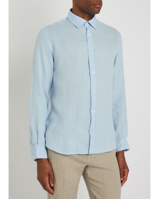 Sunspel Blue Linen Shirt for men