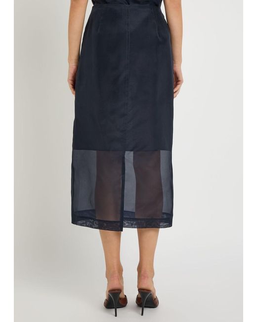 Polo Ralph Lauren Blue Silk-Organza Midi Skirt