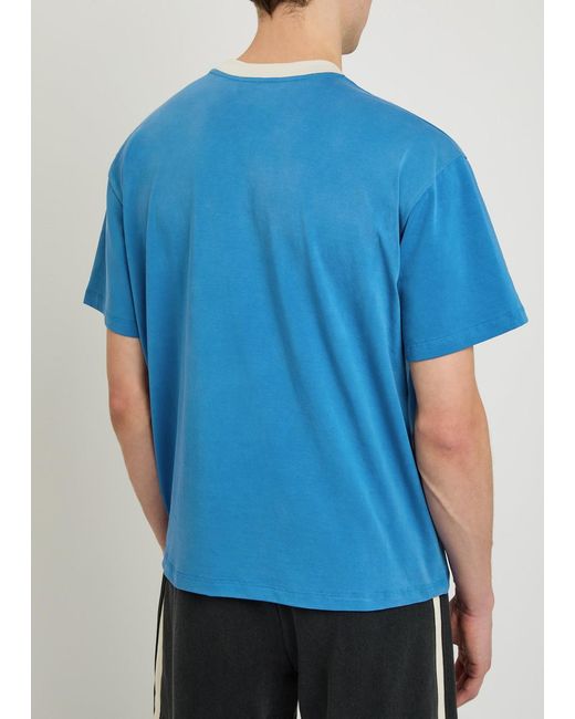 NAHMIAS Blue Arch Ringer Logo Cotton T-Shirt for men