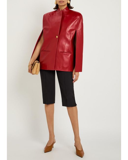 Khaite Red Dolso Open-Sleeve Leather Jacket