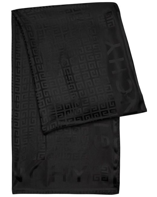 Givenchy Black Logo-jacquard Silk-blend Scarf
